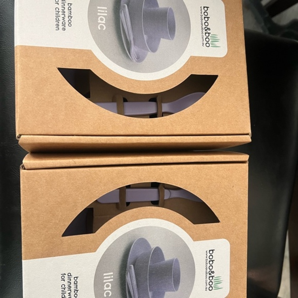 NEW 2 SETS- Lilac Bamboo Dinnerware for Children